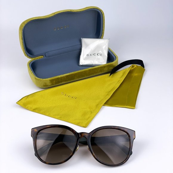 BRAND NEW Gucci GG0854SK 003 Cat Eye Havana Gradient Women Sunglasses - Picture 9 of 11